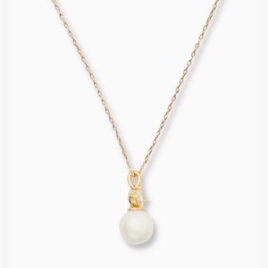 NWT Kate Spade Gold Necklace “Pearls of Wisdom” with Pearl and Diamond Pendant
